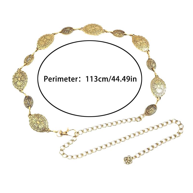 Product Introduction of Retro Style Women's Metal Waist Chain Adjustable Decorative Circle Carved Chain Belt High Style Accessories 25