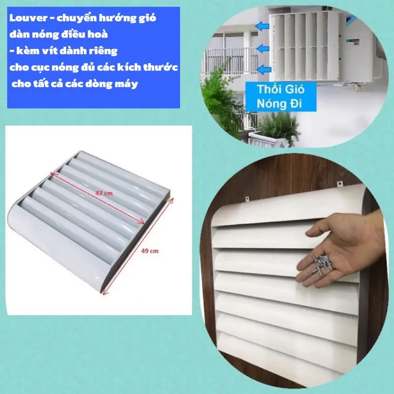 MẶT NẠ CHUYỂN HƯỚNG GIÓ DÀN NÓNG ĐIỀU HÒA MẢY LẠNH TÔN SƠN TĨNH ĐIỆN hoặc nhựa lắp ghép máylạnh mini 7