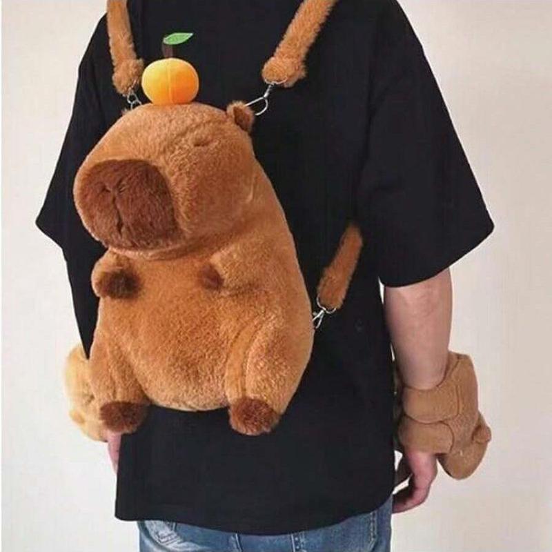 Capybara Design Plush Backpack, Cute Animal Design Stuffed Toy Backpack, Kawaii Plushies for Women & Men, Ideal Birthday Gifts 2