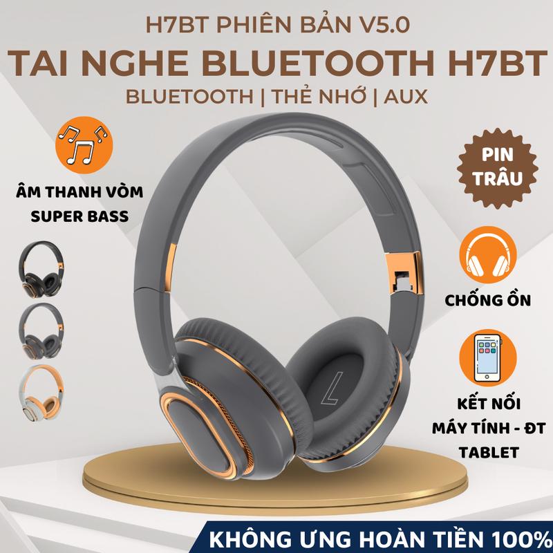  Tai Nghe Chụp Tai Headphone Bluetooth Không Dây Có Mic H7BT NEW 2024 Âm Thanh Vòm 9D Siêu Bass Cực Chất Nhét Tai Nghe Nhạc Earphone 