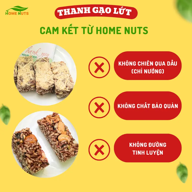 Thanh Gạo Lứt, thanh cơm gạo lứt hạt dinh dưỡng Home Nuts Snack Food 500gram Ăn Vặt 8