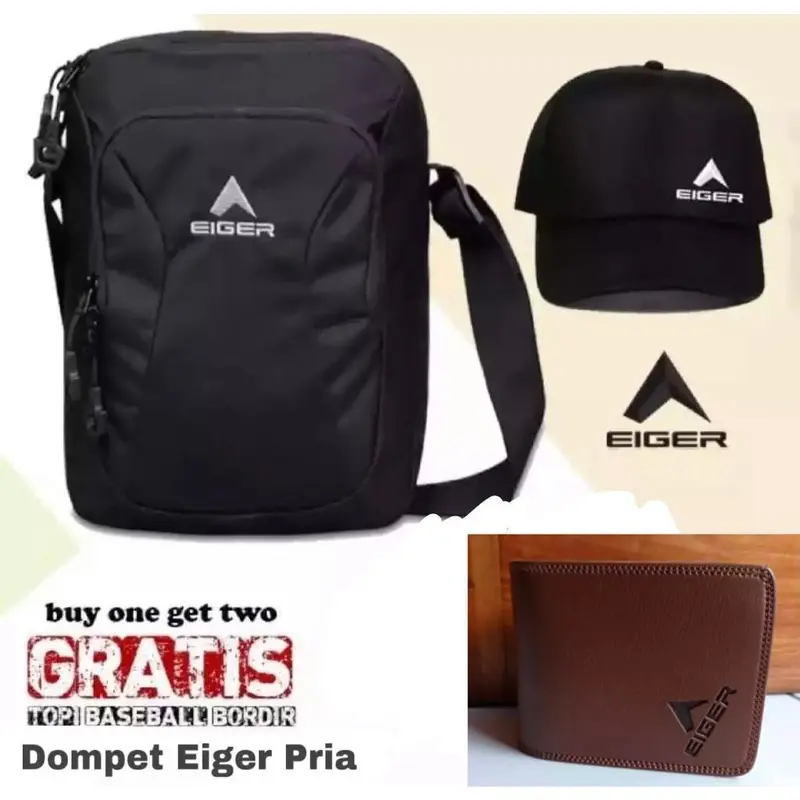 TAS SLEMPANG EGER KONDURA KOMBINASI MOTIF  TAWON FREE TOPI JARINGE EGER BORDIR & DOMPET PRIA EGER 0