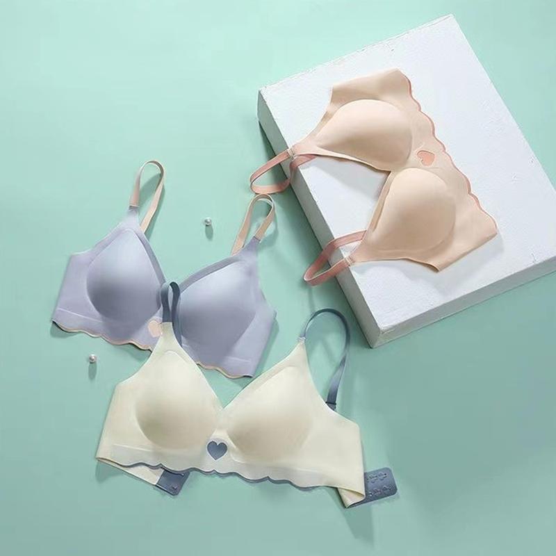 Bộ Đồ Lót Nữ, 2 Cái / Bộ, Nhẹ, Dây Đeo Vai Có Thể Điều Chỉnh Áo Ngực Trái Tim Đào Lụa Lạnh Mềm, Bộ Đồ Thân Mật 2