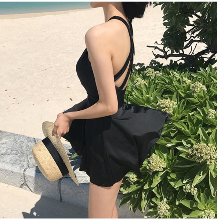 Product Introduction of 2023 Korea Style One Piece Women Swimsuit Conservative Monokini Hot Spring Swimwear Backless Skirt Holiday Beachwear 10