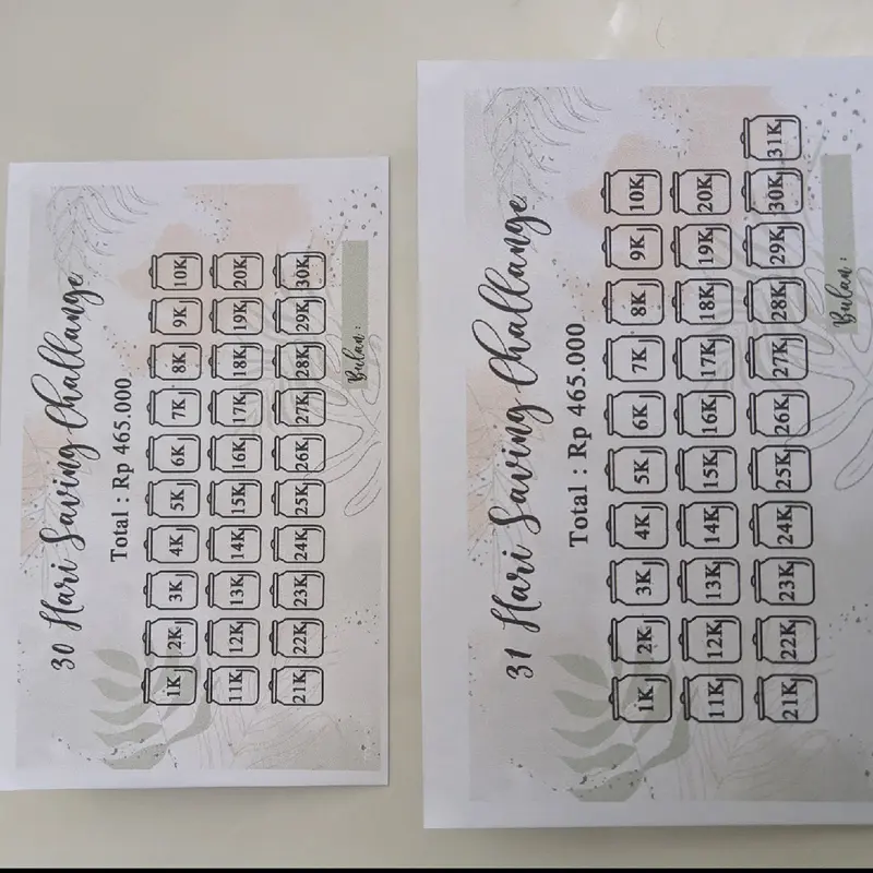 Amplop Tantangan Menabung 30 dan 31 Hari Amplop Saving Challenge Amplop Menabung Kalender Amplop Perekat 0