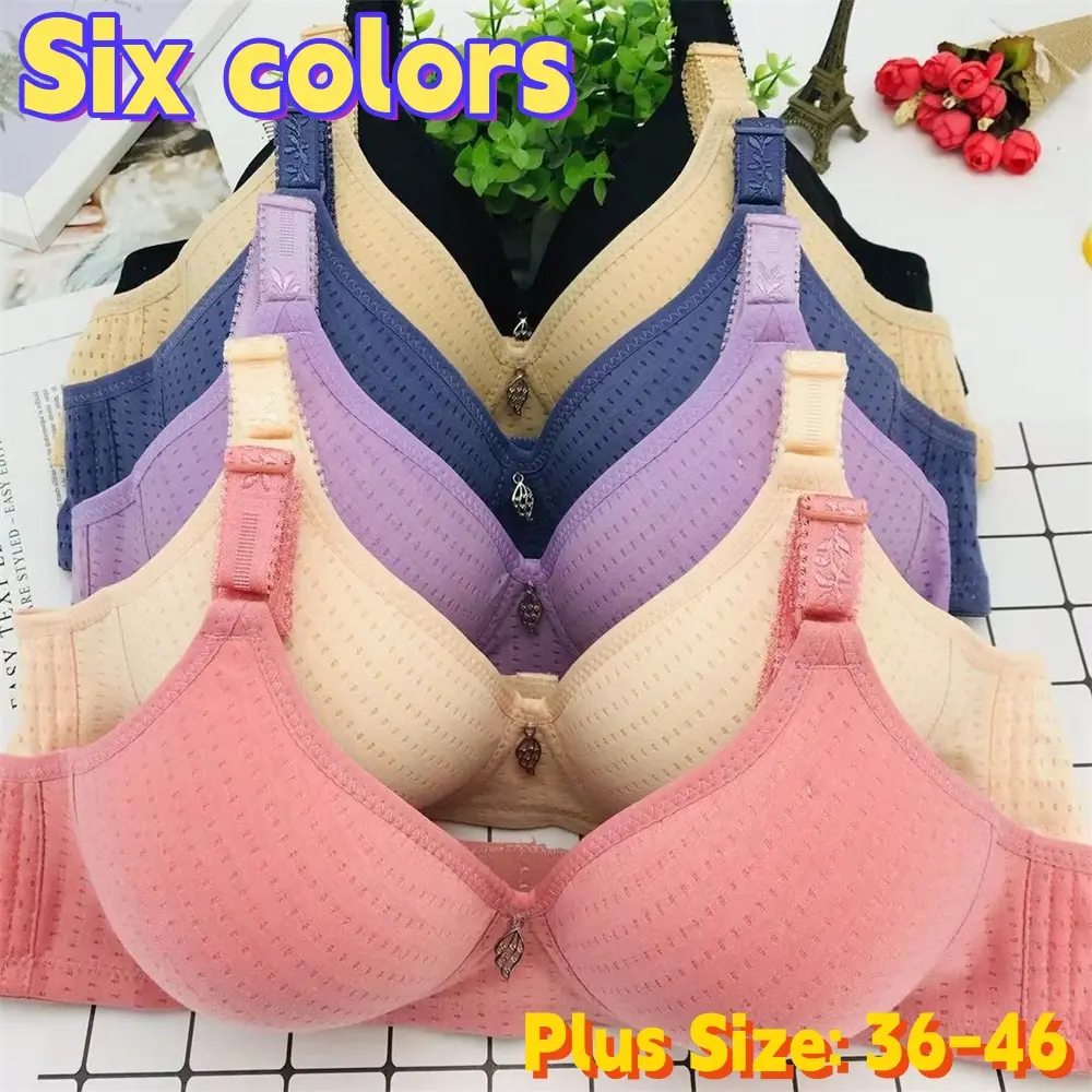 Áo Ngực Nữ, Ngoại Cỡ 46, Áo Ngực Cotton Mỏng, Không Thép, Hỗ Trợ, Đẩy Lên, Thoáng Khí, Đồ Lót Thoải Mái