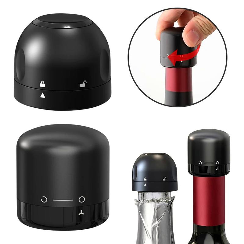 Product Introduction of 1/2Pcs Vacuum Red Wine Champagne Bottle Stopper Set Sealed Bottle Cap Stopper Leak-proof Retain Freshness Wine Bottle Plug Kitchen Silicone Utensils Cork Rotating Round 18