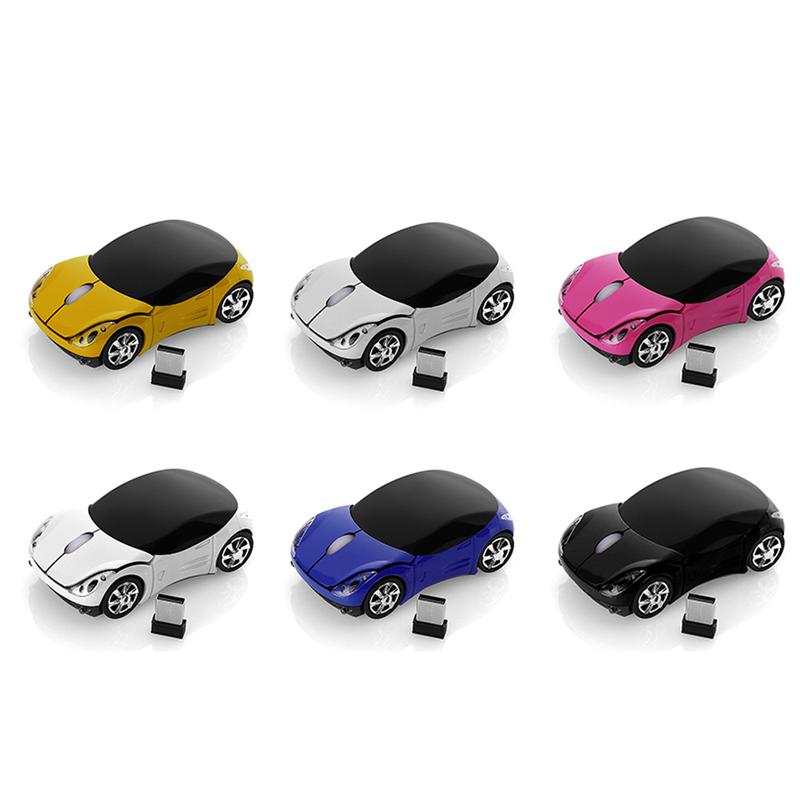 Fun Time Toys Thiết bị ngoại vi máy tính Cầm tay Đèn LED Bộ thu USB Quang học Chuột 2,4 GHz Chuột không dây Hình dạng ô tô 3D For PC Máy Tính Xách Tay