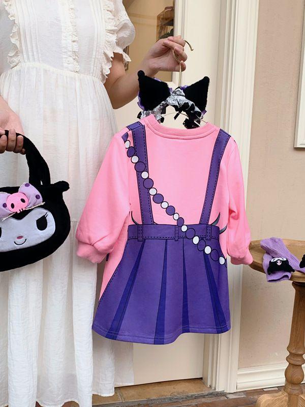 Product Introduction of Váy Len Mơ, Hàng Mới Về Mùa Xuân Và Mùa Thu, Dành Cho Bé Gái, Túi Messenger, Váy Niềng Răng, Thiết Kế Hoạt Hình, Giả Hai Lớp, Dài Tay, Thích Hợp Cho Bé Gái 6