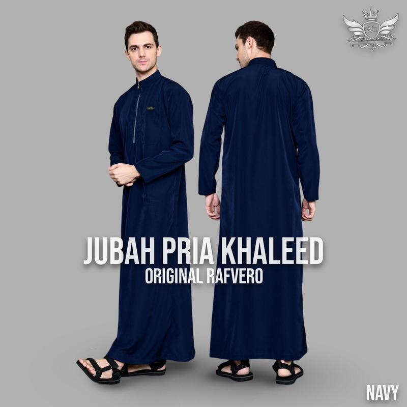 RAFVERO Jubah Pria Khaleed Dewasa Hitam Polos Muslim Panjang Bahan BSY Premium Size M L XL Gamis Pria Lazat Non Katun Non Sutra 2