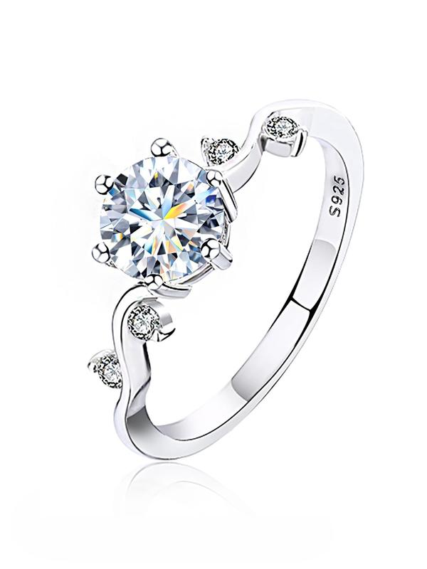 S925 Sterling Silver Synthetic Moissanite Ring, 1ct Ring for Women, Exquisite Engagement Ring for Women & Girls, with Timeless Promise Wedding Engagement Ring, Pave Engagement Ring 2