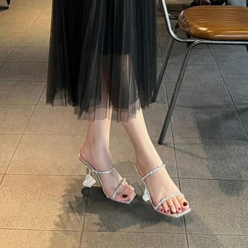 Dép cao gót 2 quay đá 9p sang chảnh thời trang đi tiệc