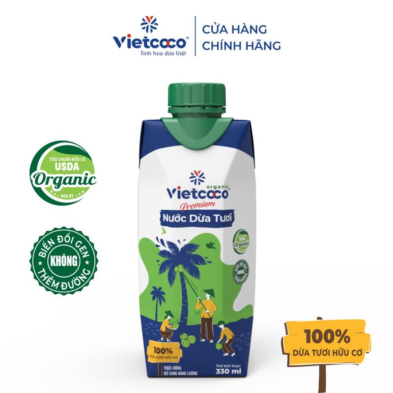 Nước dừa tươi Premium Organic VIETCOCO - Hộp giấy 330ml