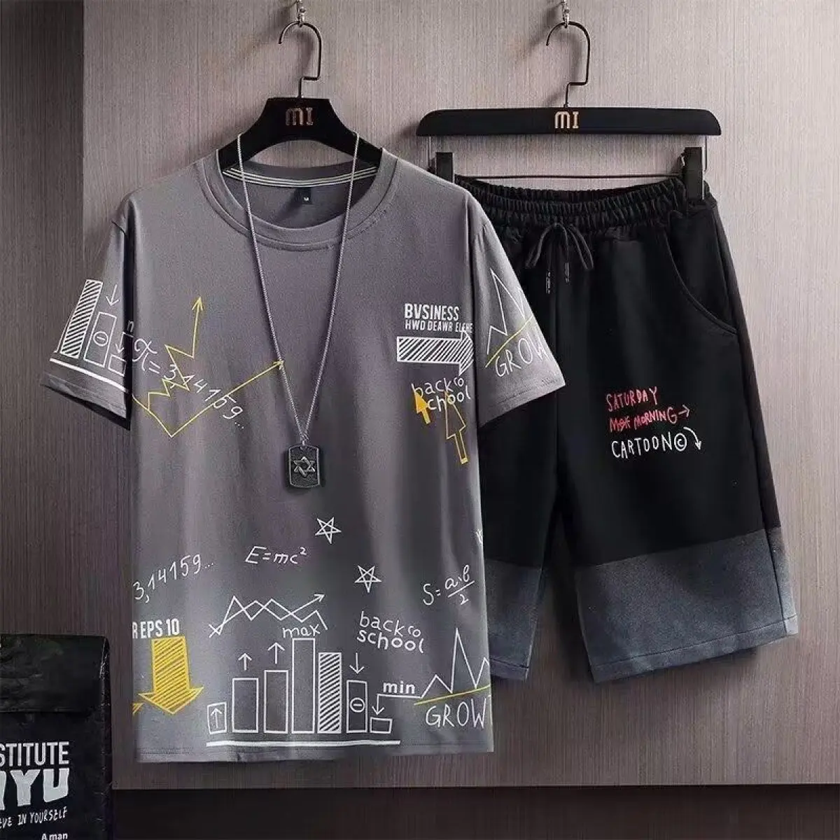 Bộ Đồ Thường Ngày Cho Bé Trai Và Thanh Thiếu Niên, Hàng Mới Về Mùa Hè, Bộ Đồ Thể Thao Ngắn Tay Hợp Xu hướng Quần Đùi, 1 / 2 Mảnh