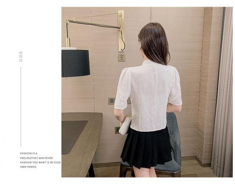 Product Introduction of Áo Sơ Mi Phong Cách Trung Quốc Hàng Mới Về, ngắn Tay Nữ, Bộ Sưu Tập Mùa Hè 2023, Thiết Kế Đẹp, Tay Phồng Độc Đáo Áo Có Nút Thắt Nút Trung Quốc Bất Đối Xứng 20