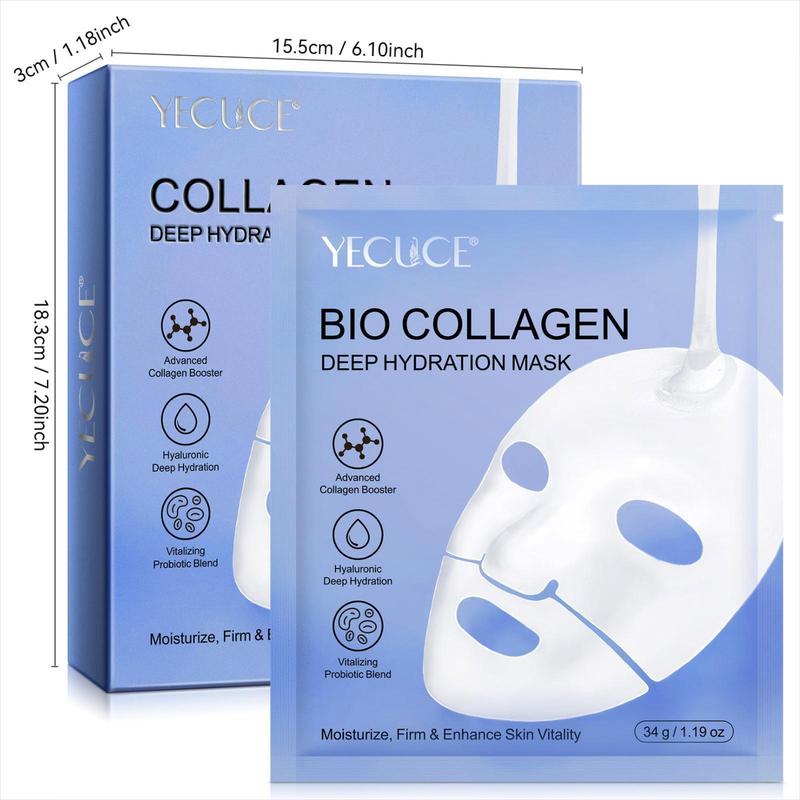 YECUCE 6 Counts/box Exclusive Gift Box, Bio-collagen Brightening Mask, Deep Moisture Lock, Luxurious Bio-collagen & Niacinamide & Vitamin E Essence, Suitable for All Skin Types, Sleep Nourishment, Travel Portable, Christmas Surprise Gift 1