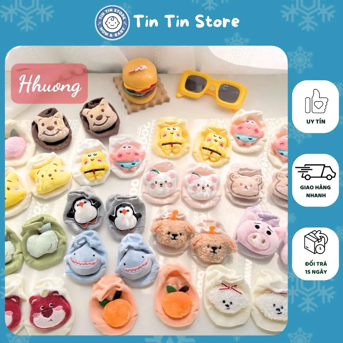 Tất vớ hình thú bông 5D siêu xinh, cute cho bé sơ sinh 0-12 tháng tuổi giữ ấm có chống trượt