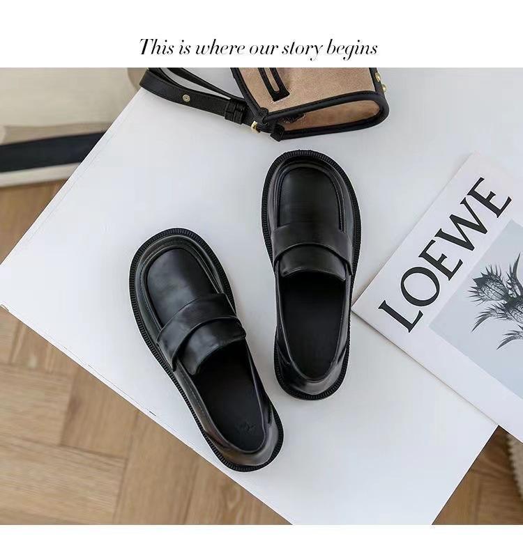 Product Introduction of Platform Loafers Women's Leather Shoes 2025 Spring and Autumn New Korean Style Versatile Retro Shoes Slip-on Soft Bottom 7