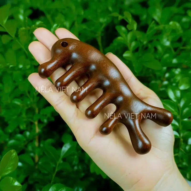 Lược Massage Đầu, Gỗ Đàn Hương, Mát Xa 2 Đầu Mặt Và Đầu Giúp Thon Gọn Mặt, Thư Giãn Da Đầu 5