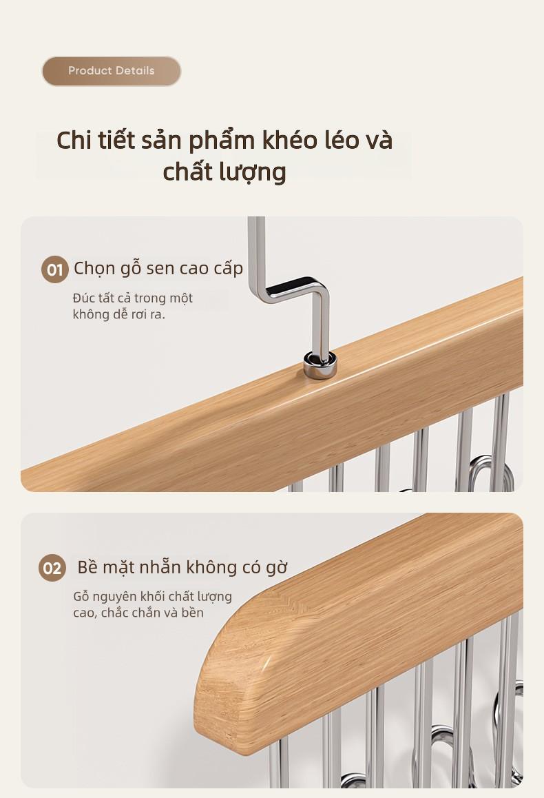Product Introduction of Móc treo quần áo xoay, đa chức năng, móc treo áo vest và đồ lót, 8 móc, chất liệu gỗ Trơn thích hợp để sử dụng trong gia đình 8