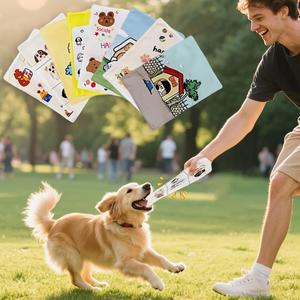 【1/4個パック】インタラクティブ 犬用おもちゃ ブック - 両面 ぬいぐるみ キャンバス 子犬用 骨型ページ、スクイーズ＆クリンクルサウンド、噛みつきに強い丈夫なデザイン、歯固め子犬向け、精神的な刺激＆歯の健康 - シャイザン、プードル 柴犬