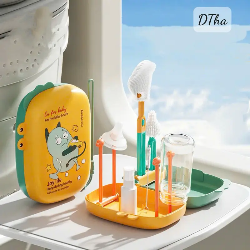Set Cọ Bình sữa silicon 6ct Hàn Youkebe ,Bebikr kèm nọ rửa bình siêu tiện lợi cho các mom 8