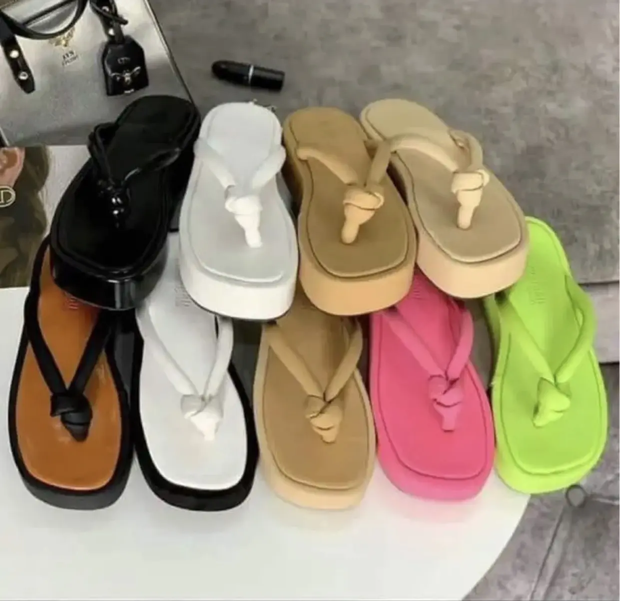 Dép bánh mỳ kẹp ngón thắt nút dễ thương Nữ DéP GiàY Shoes Sandal