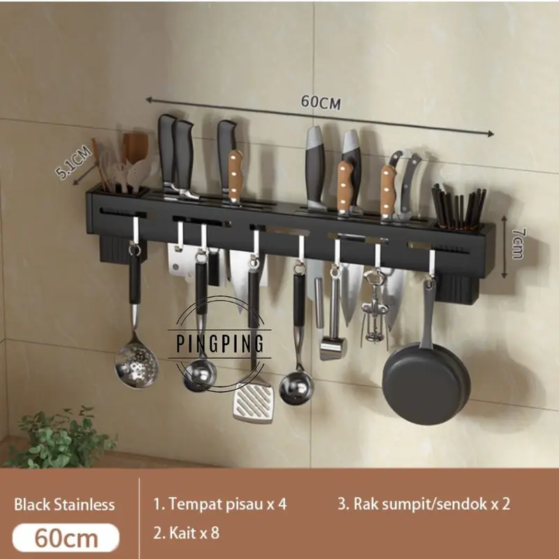 PINGPING - Rak Dapur Gantung Stainless / Rak Pisau Gantung / Rak Sendok Garpu Gantung 2