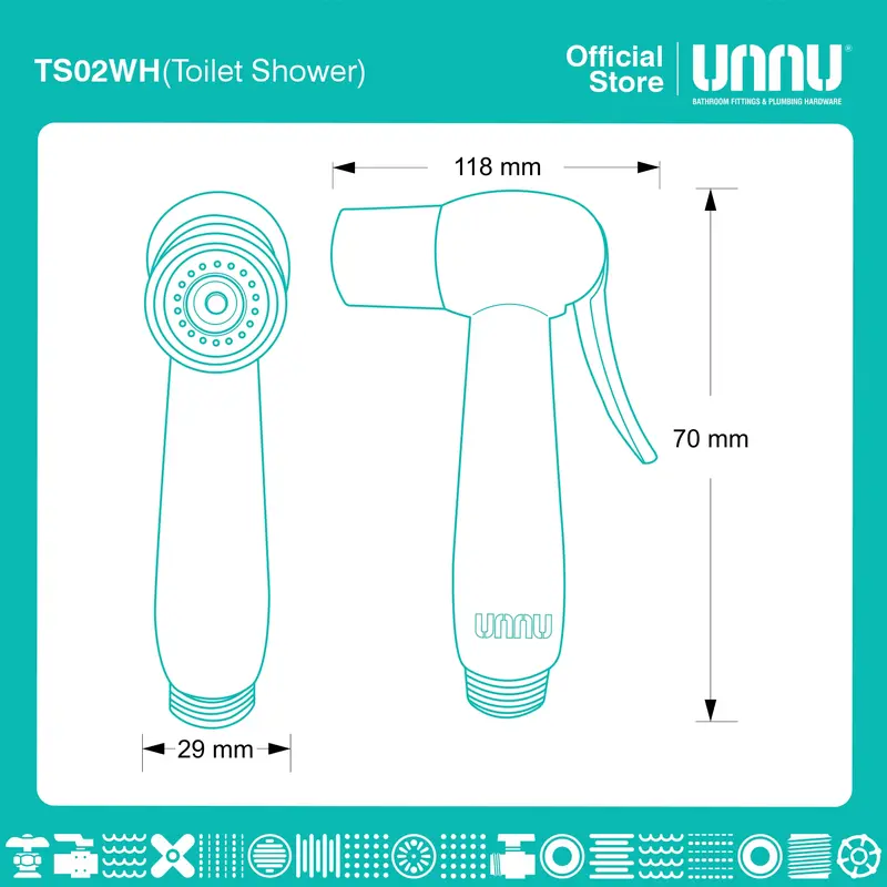 UNNU Jet Shower Toilet Bidet Closet - TS02WH White 1