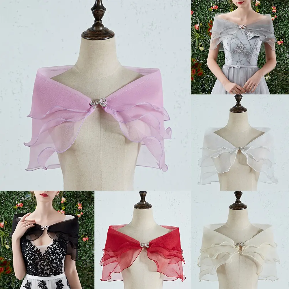 AMTK| Women Evening Party Shrug Solid Color Shawl Dress Cover Up Shoulder Cape Wedding
