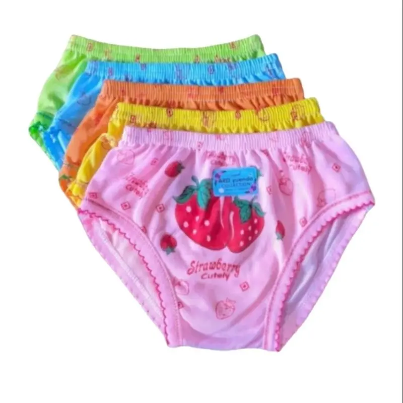 12 Pcs / 1 Lusin /Lusinan Obral Celana Dalam anak motif strawbery warna Stabilo Anak Perempuan 3-8th Fashion Cewek 2