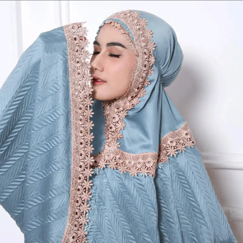 Mukena Dewasa 2in1 Plisket Renda Mewah Bahan Silky Premium Travelling Jumbo terbaru 2024 Atasan Bawahan Hampers Kain Motif Panjang Velvet Muslim Lembut Cantik Pouch Maxmara mukena silk Soft 1