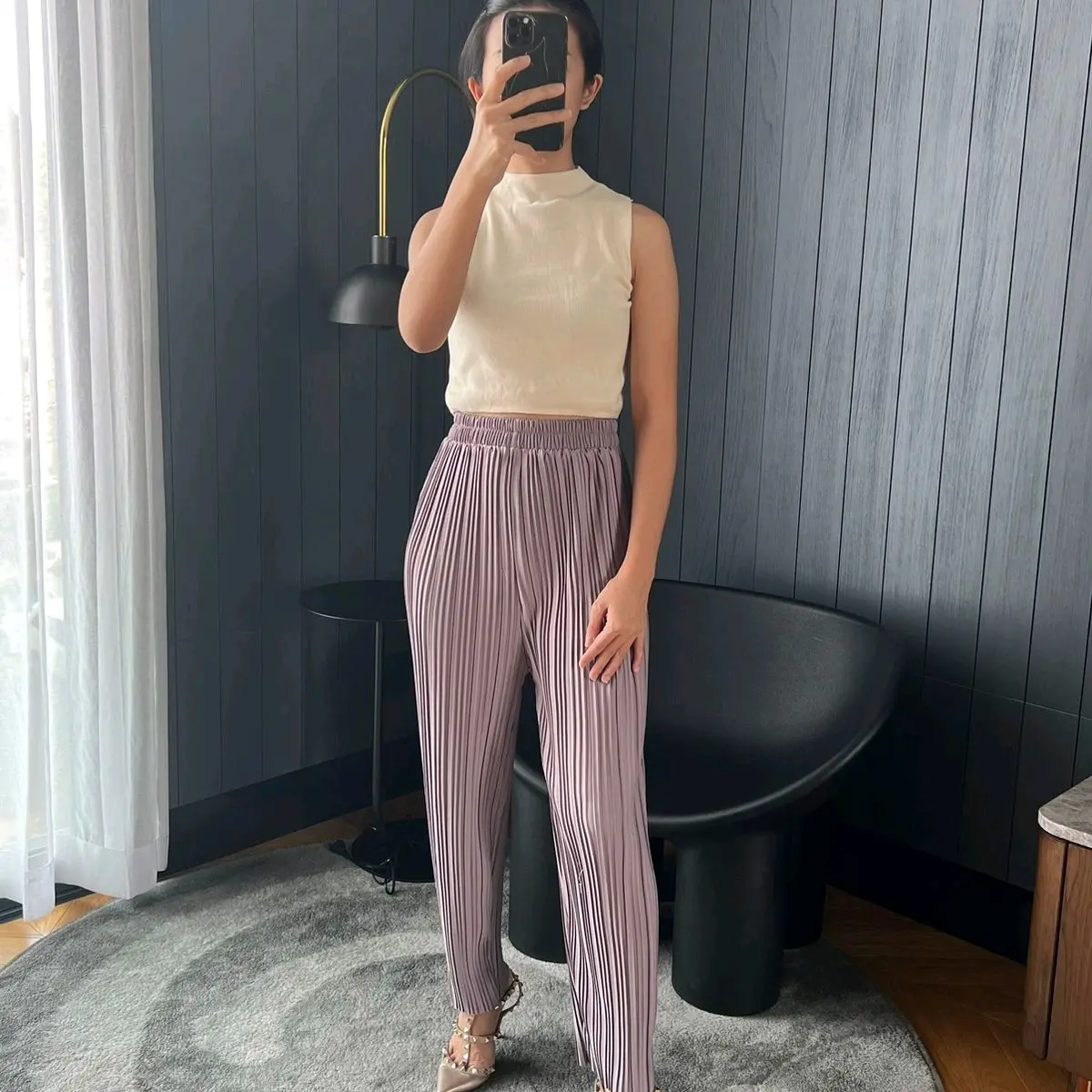 HNGK Celana Plisket Pensil Panjang BB Bangkok / Pleated Cullote Pants Dewasa / Celana Pensil Wanita (15)