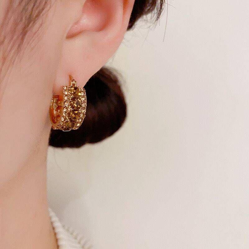 French Retro Exquisite High-end Full Zircon Hoop Earrings Niche Design Light Luxury Niche Socialite Style Fashion Earrings 1