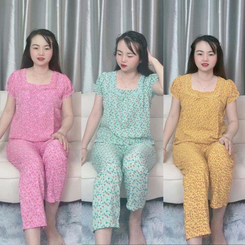 T80 (40-75KG) SET ĐỒ BỘ QUẦN DÀI 9 TẤC CÓ TÚI, TAY PHỒNG LỤA 100D MẶC NHÀ DỄ THƯƠNG Nhung Women Áo Top