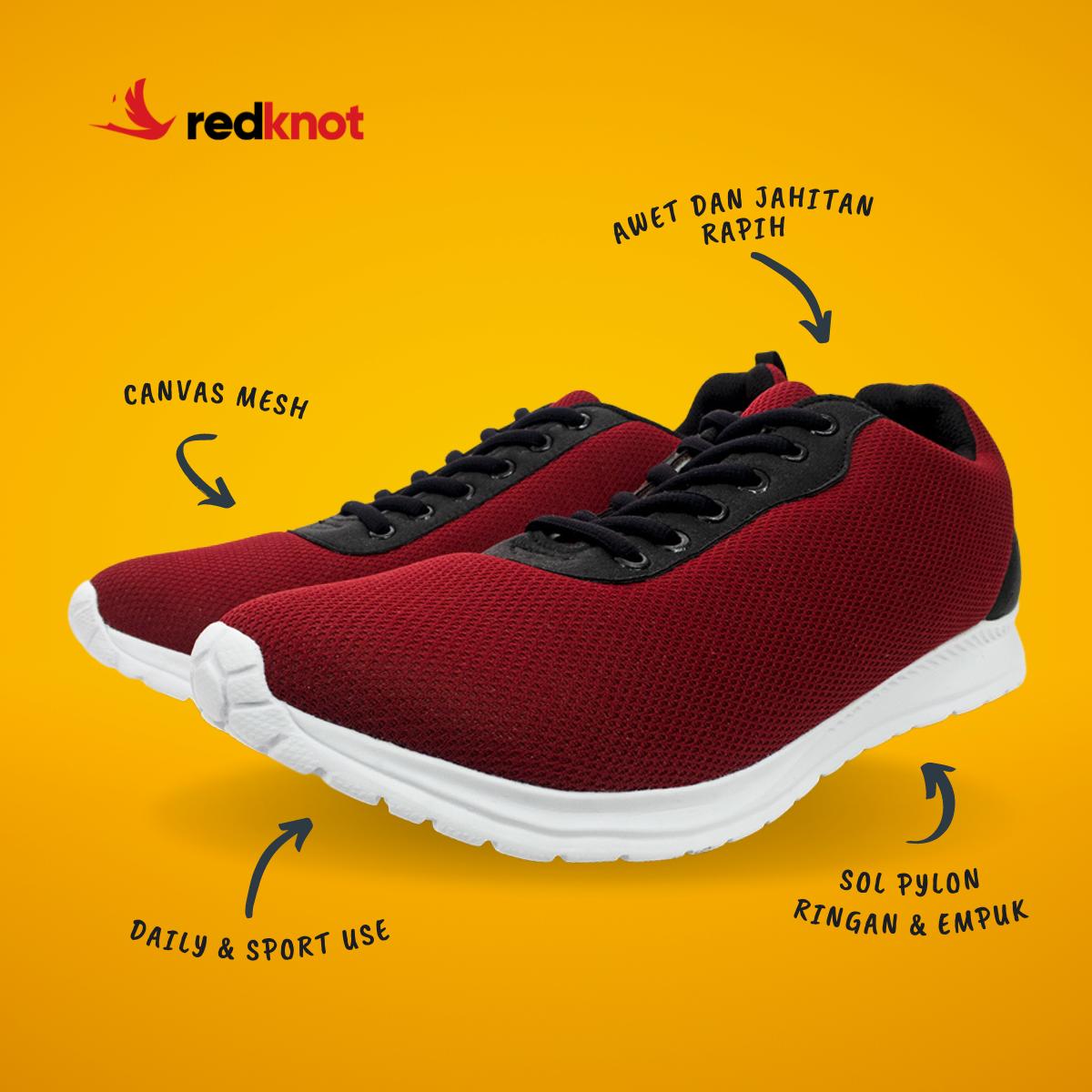Redknot Expansion Hitam Sol Hitam - Sepatu Sneakers Pria Ringan