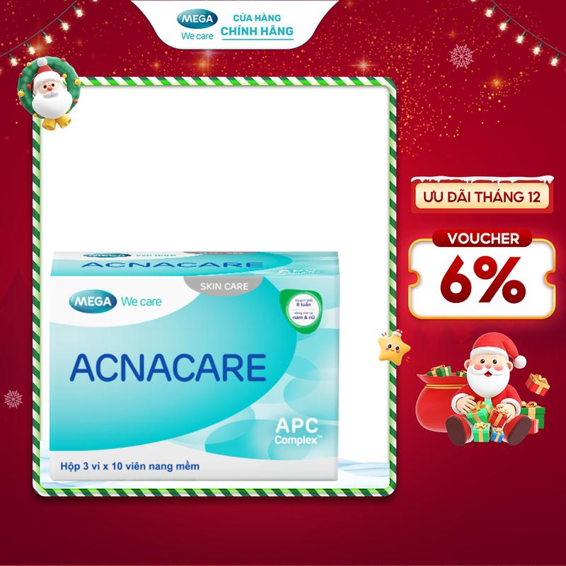  Viên uống ACNACARE Mega We Care  30 viên  - Kẽm Crôm D.Salina Vitamin C Vitamin E 