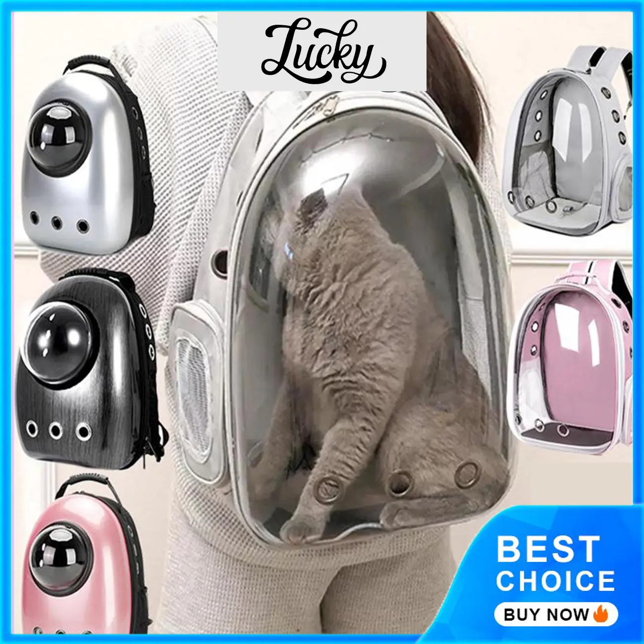 Lucky  Portable Pet Cats Dogs Carrier Cat Dog Pet Travel Bag Designed For Travel HikingDog Cat Transparent Space Carrying  Walking Outdoor for Weight Within 6-8kg Small Pet Carrier Bag Portable Pet Outdoor Travel Backpack Capsule