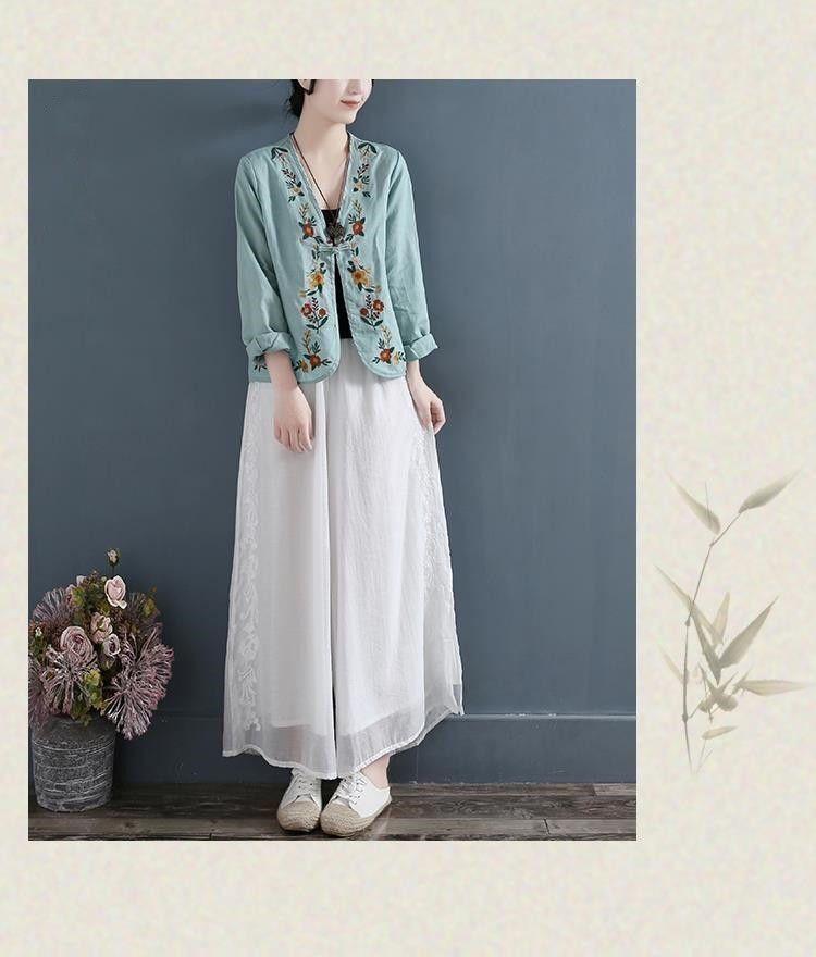 Product Introduction of Áo Sơ Mi Vải Lanh Và Cotton, Trang Phục Nữ Đầu Mùa Thu, Phong Cách Cổ Điển Nghệ Thuật, Áo Dài Tay, Áo Cardigan Thêu, Áo Khoác Thường Ngày, Xu Hướng Mùa Thu, 2023 7