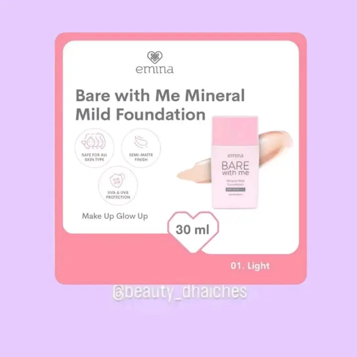 EMINA BARE WITH ME MINERAL MILD FOUNDATION 30 ML - 01 LIGHT
