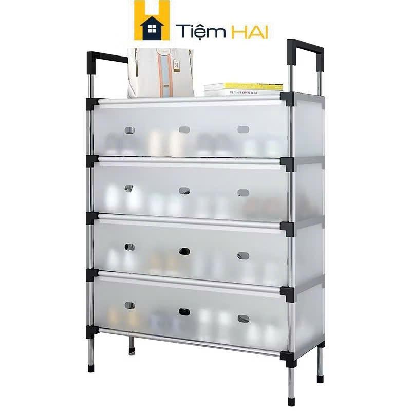Kệ Inox 5 Tầng Có Vách Ngăn Chắn Bụi, Giá Inox Để Giày Dép 5 Tầng Có Nắp Đậy, Tủ Giày Thế Hệ Mới