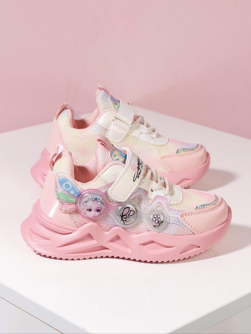 Product Introduction of Girl's Cute Cartoon Pattern Contrast Mesh Design Sneakers, Casual Comfortable Breathable Sports Shoes, All-match Round Toe Sneaker for Daily Wear 17