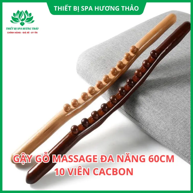 Gậy massage gỗ carbon lưng, bụng, mặt, chân 2 hàng 20 bi 3