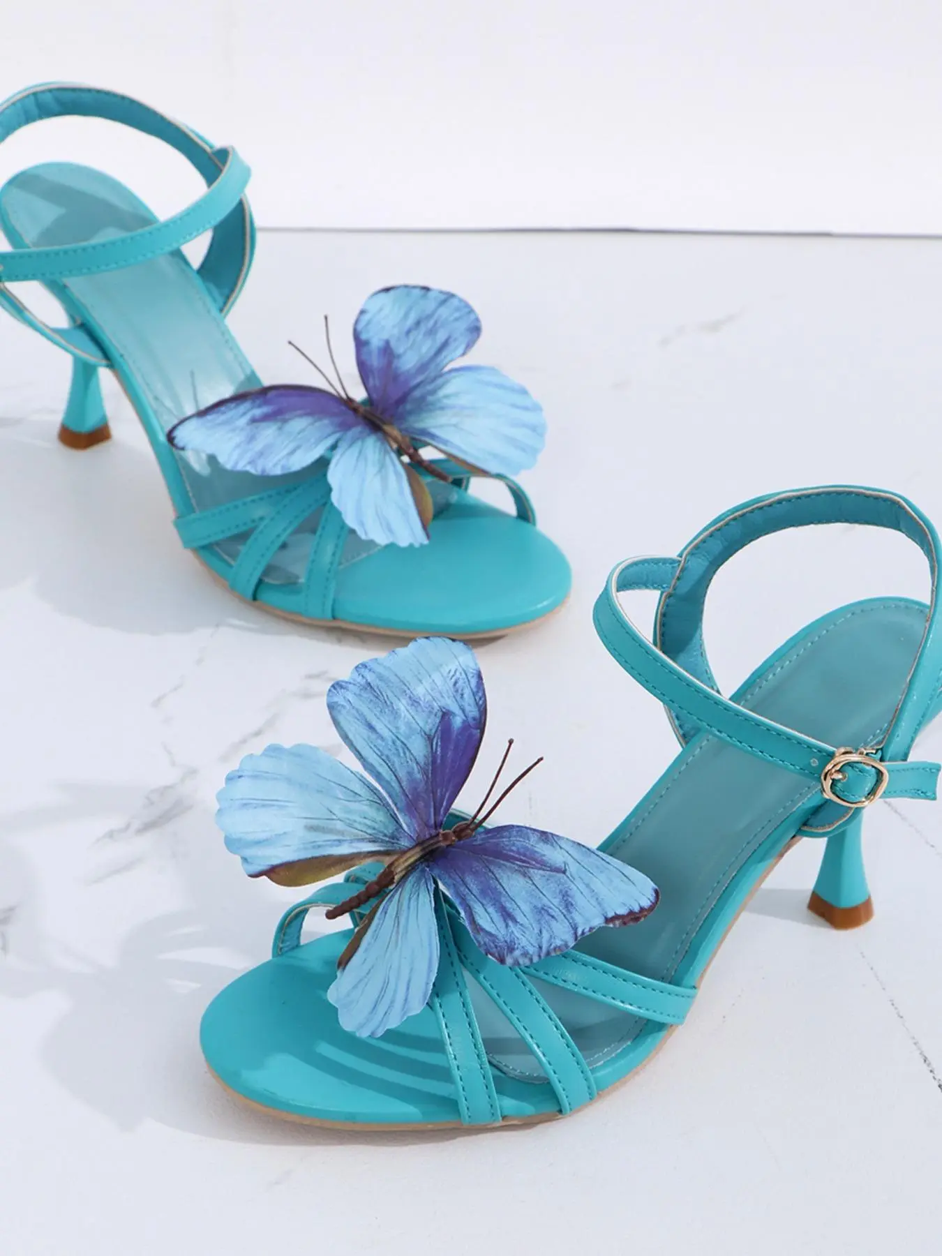 Women's Fashionable Butterfly Design High Heel Sandals, Elegant Open Toe Stiletto Sandals for Party, Daily Clothing Decor for Women & Girls