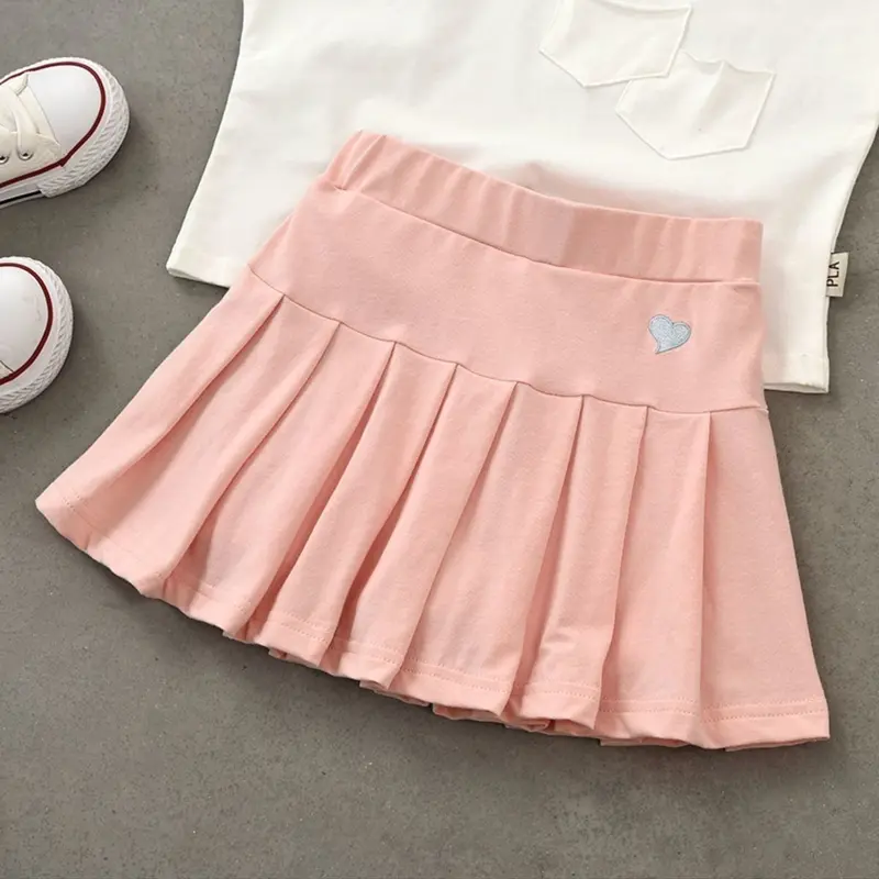 Quần Váy Xếp Ly Cho Bé Gái, Với Quần Đùi An Toàn, Dễ Phối Đồ Cho Trẻ Em, Chống Lộ, Váy Nửa, Váy Mùa Hè 2
