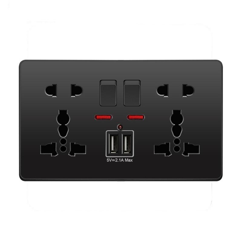 Multifunction UK 13A Wall Socket with Double USB Charging Ports ...