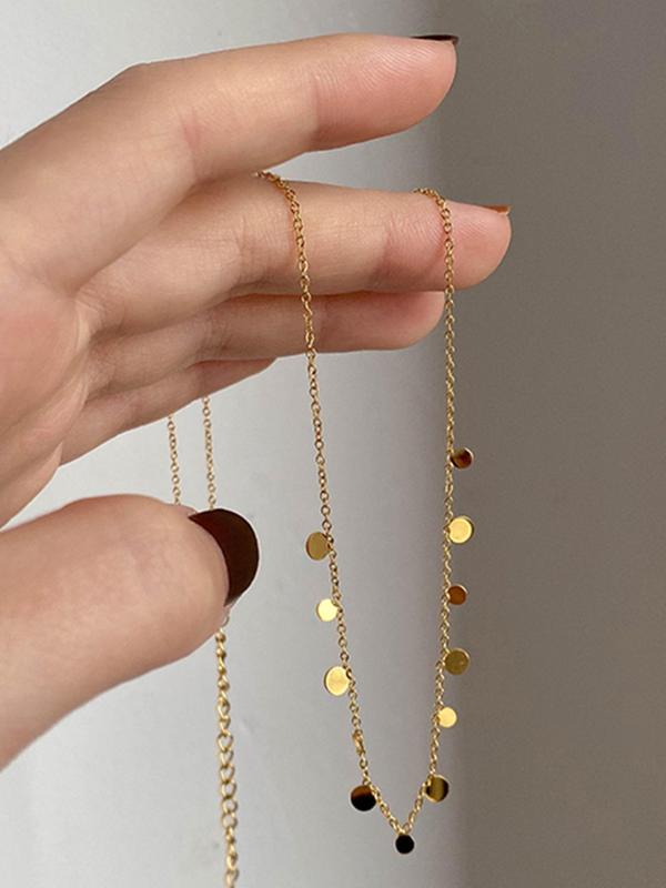 Elegant Geometric Design Chain Necklace for Women, Stainless Steel Jewelry for Party, Daily Clothing Decor, Trendy All-match & Exquisite Jewelry for Birthday Gift 0