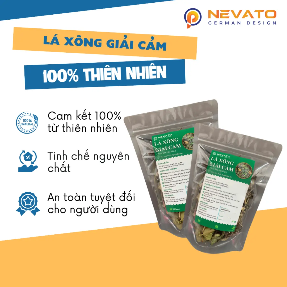 Lá Xông Giải Cảm Nevato Trọng Lượng 70 Gam
