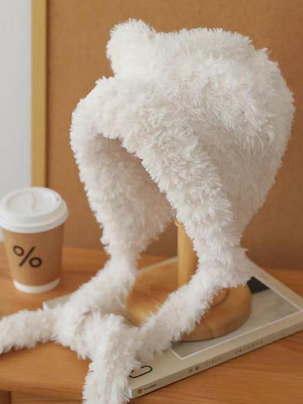 Cute Bear Ear Decor Beanie Hat, Thickened Warm Hat for Fall & Winter, Fashion Accessories for Women & Men 3