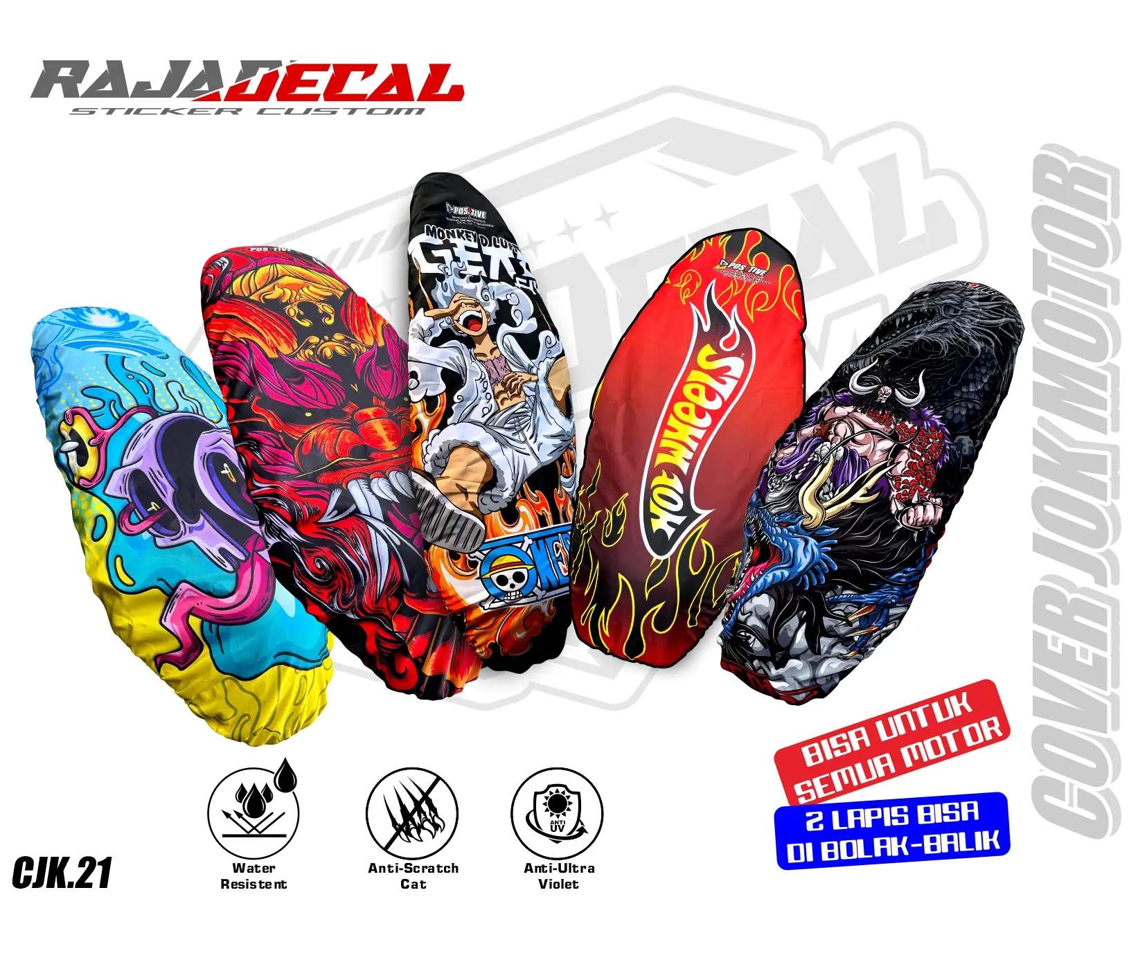Sarung Cover Jok Motor Motif Full Printing Anti cakar kucing untuk Vario, Scoopy, Beat, Mio, Xeon CJK021